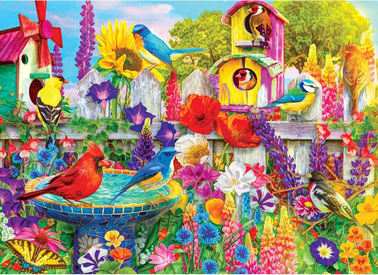 Jigsaw Puzzle Adult - Яркий пазл с изображением садовых птиц
